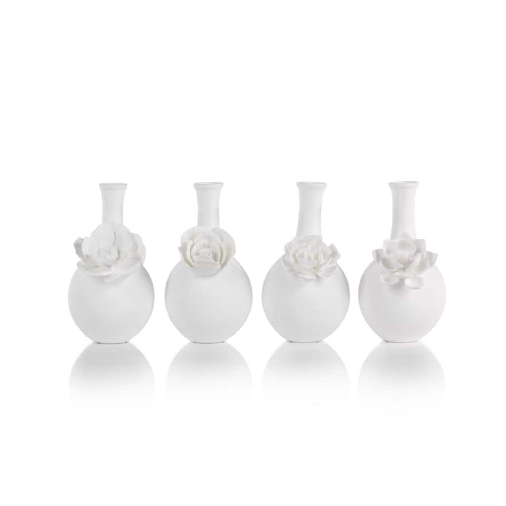 "Cameo" Porcelain Long Neck Vase (Set of 4)