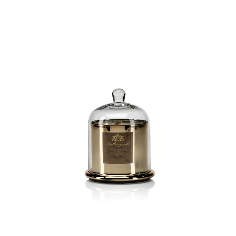 Large Glass Jar Candle with Bell Cloche, Golden Beach Scent