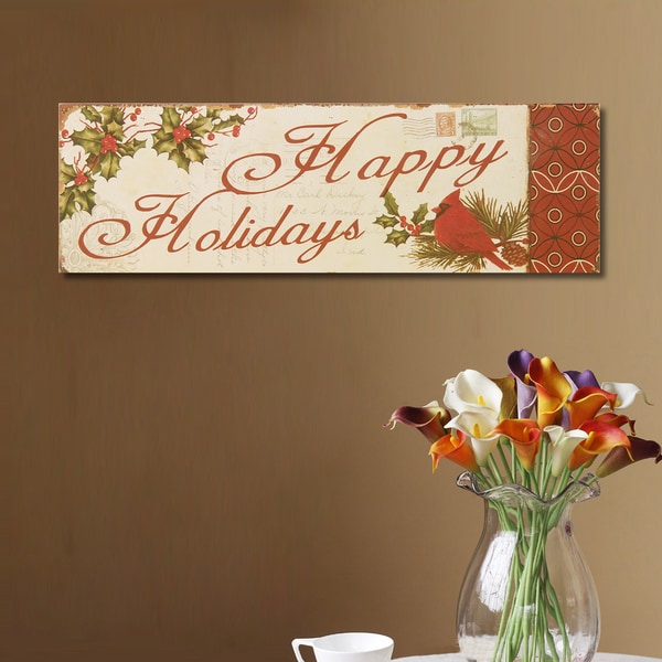 Adeco 'Happy Holidays' Multicolored Wood Wall Plaque
