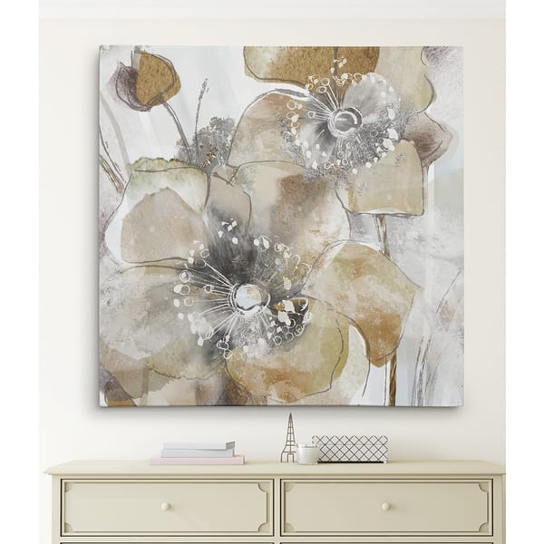 slide 1 of 4, Wexford Home 'Taupe Spring Poppy II' Gallery-wrapped Canvas Wall Art