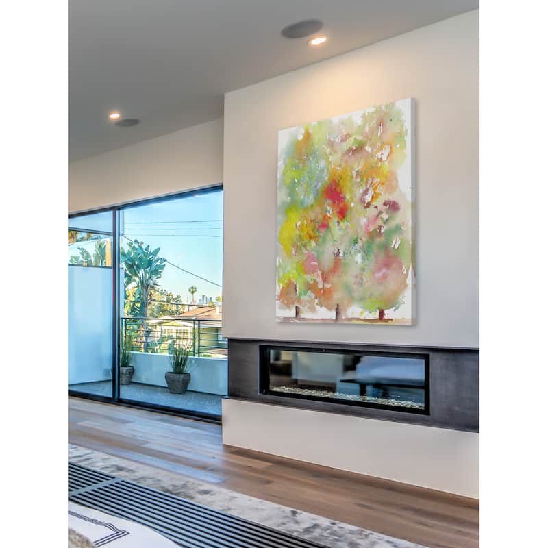 'Fall Trees' Painting Print on Wrapped Canvas - Multi-Color