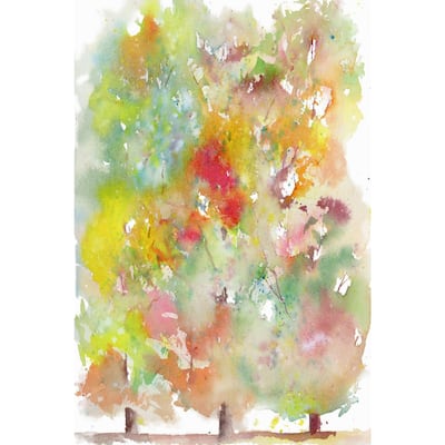 'Fall Trees' Painting Print on Wrapped Canvas - Multi-Color