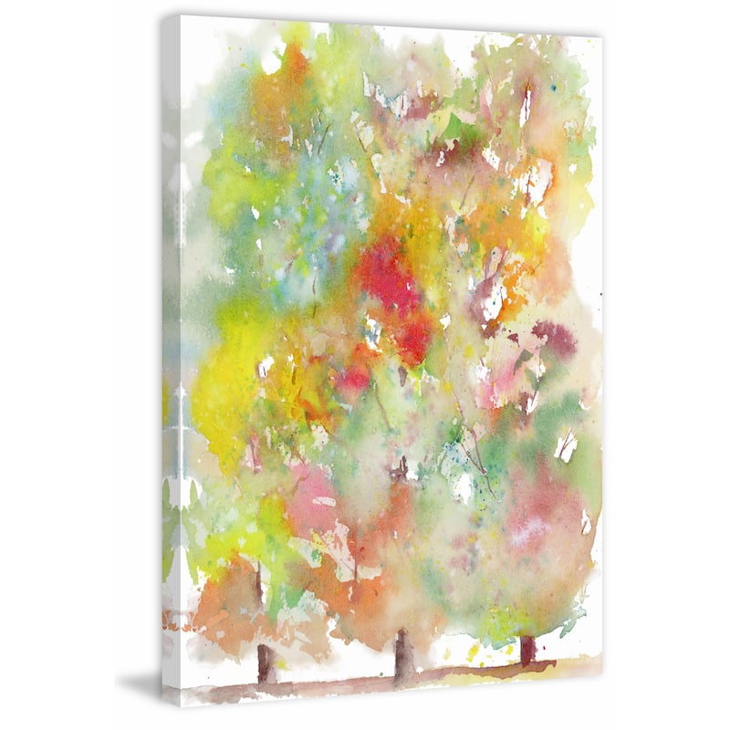 'Fall Trees' Painting Print on Wrapped Canvas - Multi-Color