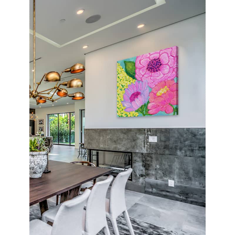 'Four Spring Flowers' Painting Print on Wrapped Canvas - Multi-Color