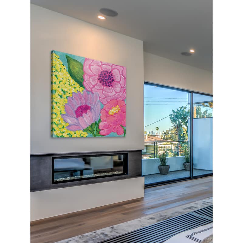 'Four Spring Flowers' Painting Print on Wrapped Canvas - Multi-Color