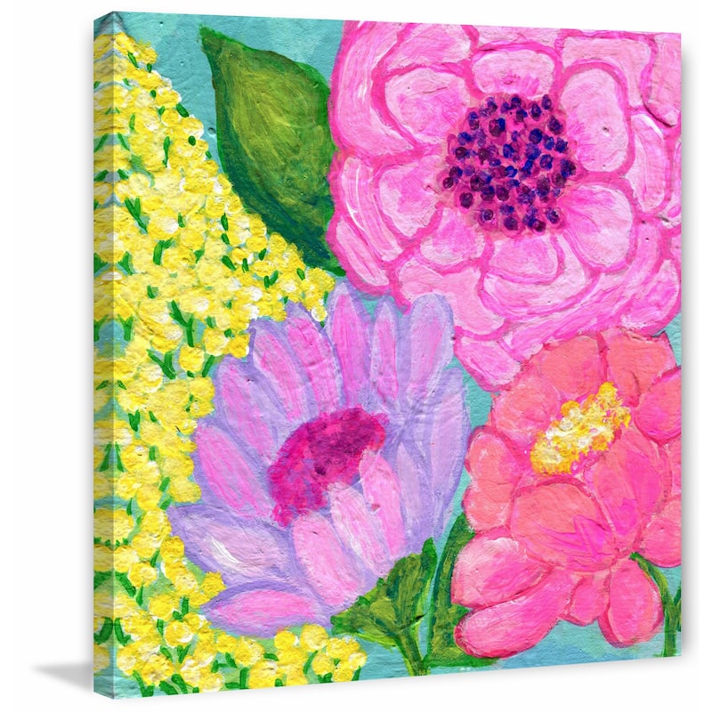 'Four Spring Flowers' Painting Print on Wrapped Canvas - Multi-Color