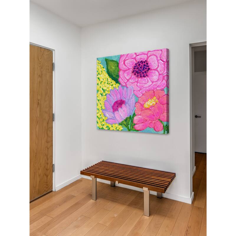 'Four Spring Flowers' Painting Print on Wrapped Canvas - Multi-Color