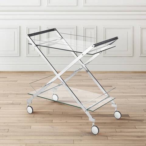 Strick & Bolton Itten Metal and Glass Rolling Bar Cart