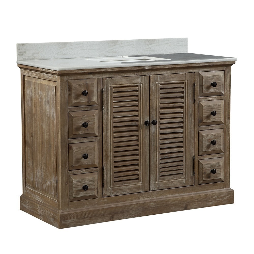 48 Bozeman Rustic Bathroom Vanity in Natural with Calacatta Quartz To -  HouseTie