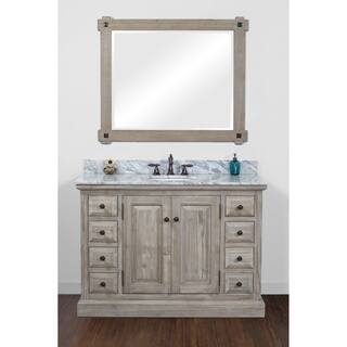 Rustic Bathroom Vanities Vanity Cabinets Online At Infurniture Rustic Style Driftwood 48 Inch Single Sink Bathroom Vanity With Carrera White Top