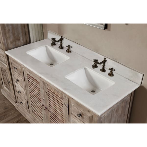Infurniture 60 Inch 2 Sink Bathroom Vanity With White Quartz Sink Bathroom Vanity With White Quartz