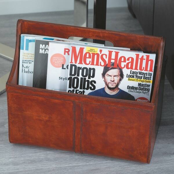 Urban Designs York Hand Made Leather Double Magazine Holder Bed Bath