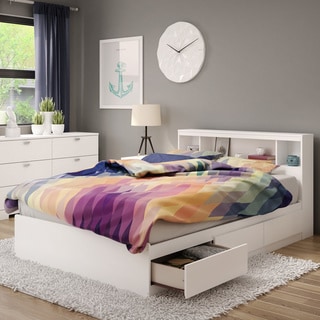 South Shore Reevo White Full-size Mates Bed with Bookcase Headboard