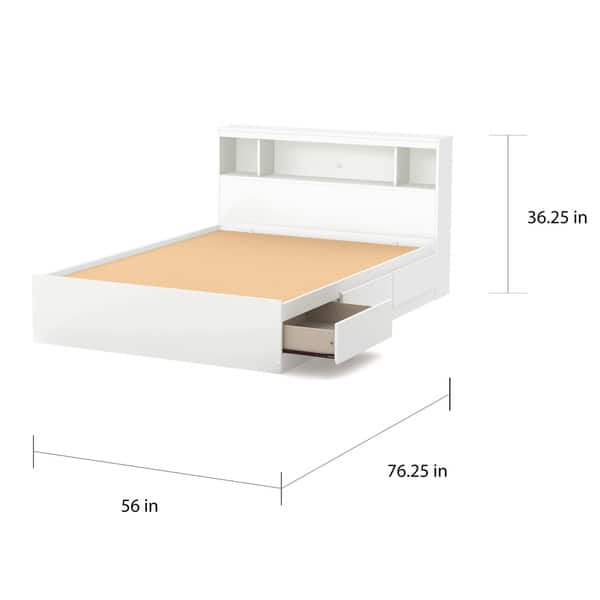 South Shore Reevo White Full-size Mates Bed with Bookcase Headboard