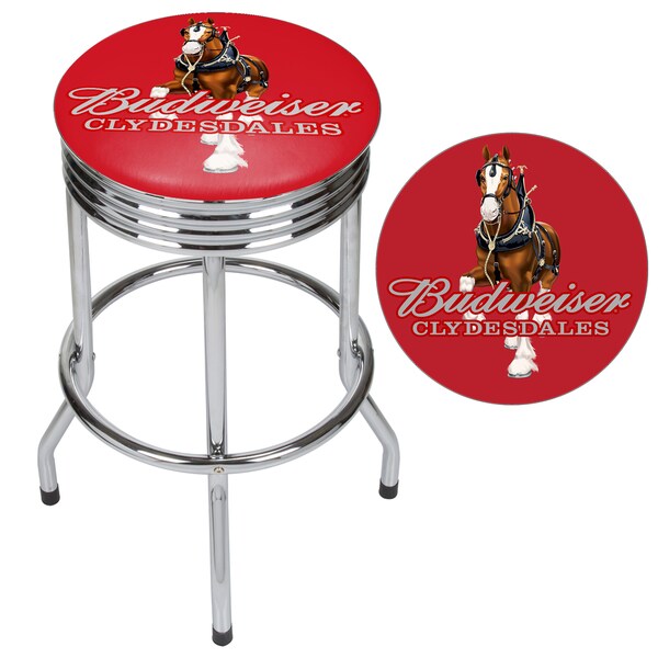 Budweiser Chrome Ribbed Bar Stool - 20.75