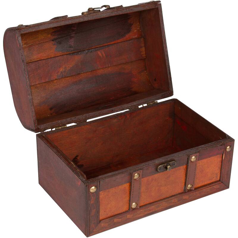 Trademark Innovations Small Wood/Leather Decorative Chest