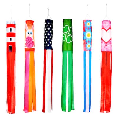 Trademark Innovations Multicolored 60-inch Spring and Summer-themed Windsocks (Set of 6)
