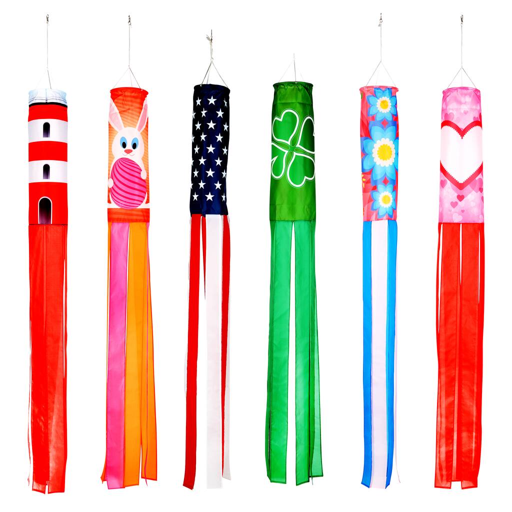 Trademark Innovations Multicolored 60-inch Spring and Summer-themed Windsocks (Set of 6)