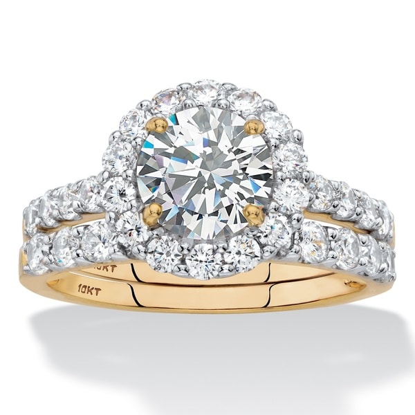 round cubic zirconia halo 2 piece wedding ring set 271 tcw in solid 10k yellow - 2 Piece Wedding Rings round cubic zirconia halo 2 piece wedding ring set 271 tcw in solid 10k yellow - 2 Piece Wedding Rings