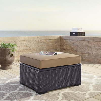 Crosley Biscayne Ottoman With Mocha Cushions