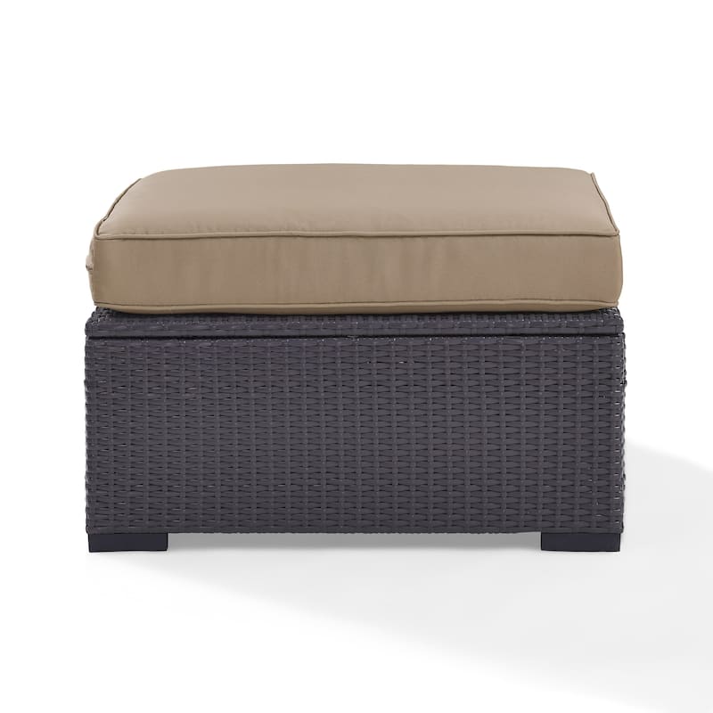 Crosley Biscayne Ottoman With Mocha Cushions