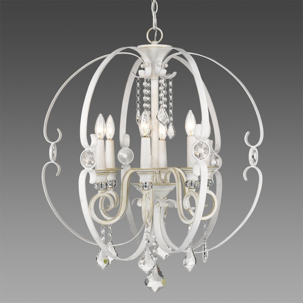 Ella French White 6-light Chandelier (French White) - Chandeliers For Bedrooms by Overstock.com