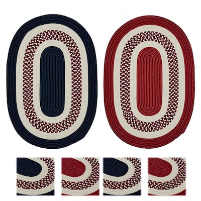Patriotic Indoor/Outdoor Reversible Oval Braided Rug