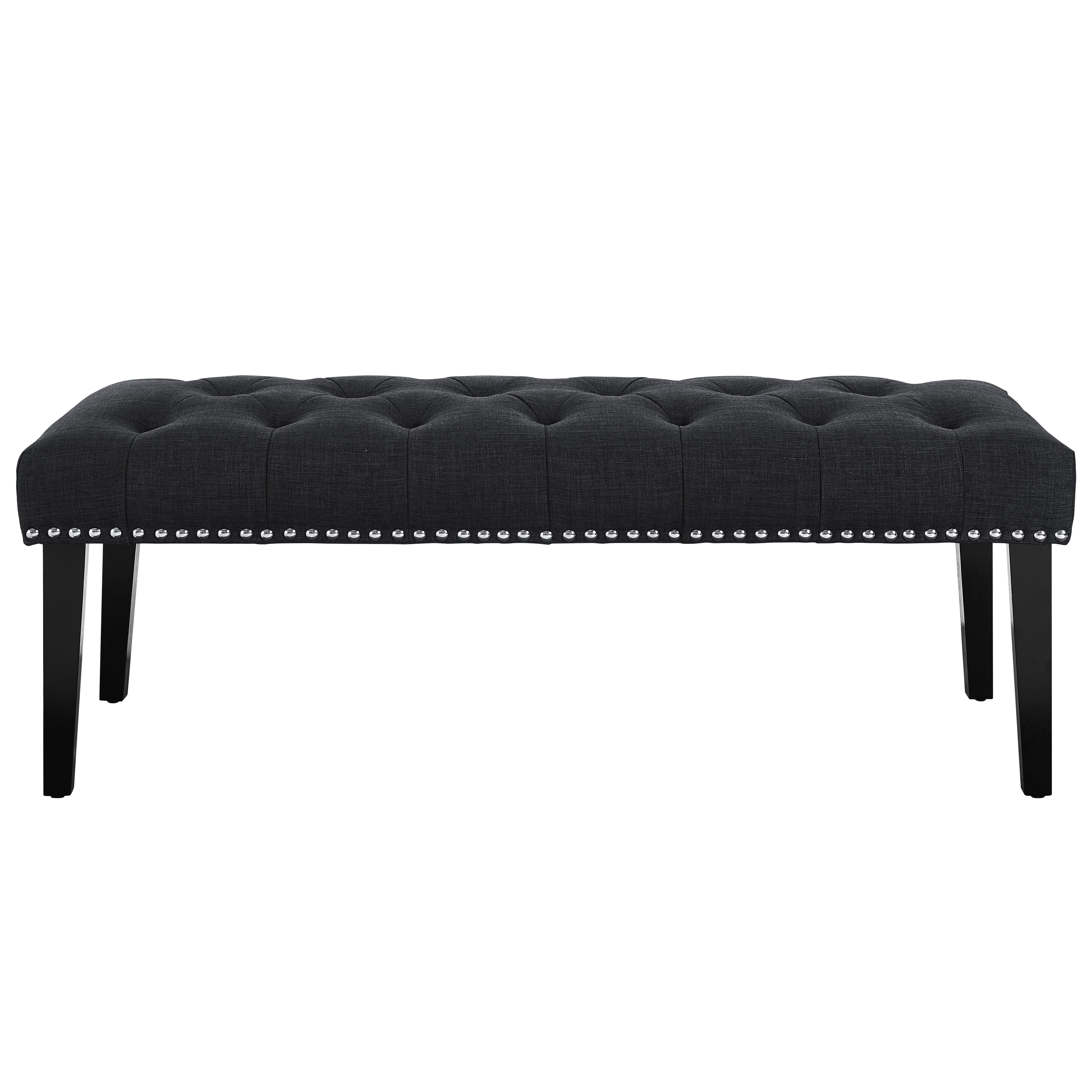 Charcoal Diamond Button-tufted Upholstered Bed Bench