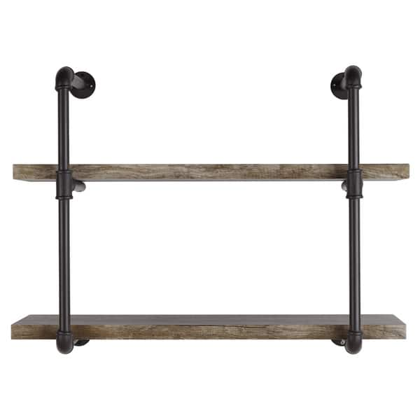 Shop Danya B 2 Tier Industrial Pipe Wall Shelf Overstock 16391133