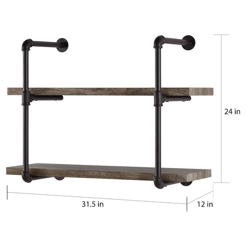 Danya B. 2-tier Industrial Pipe Wall Shelf