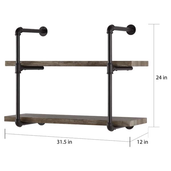 Danya B. 2-tier Industrial Pipe Wall Shelf