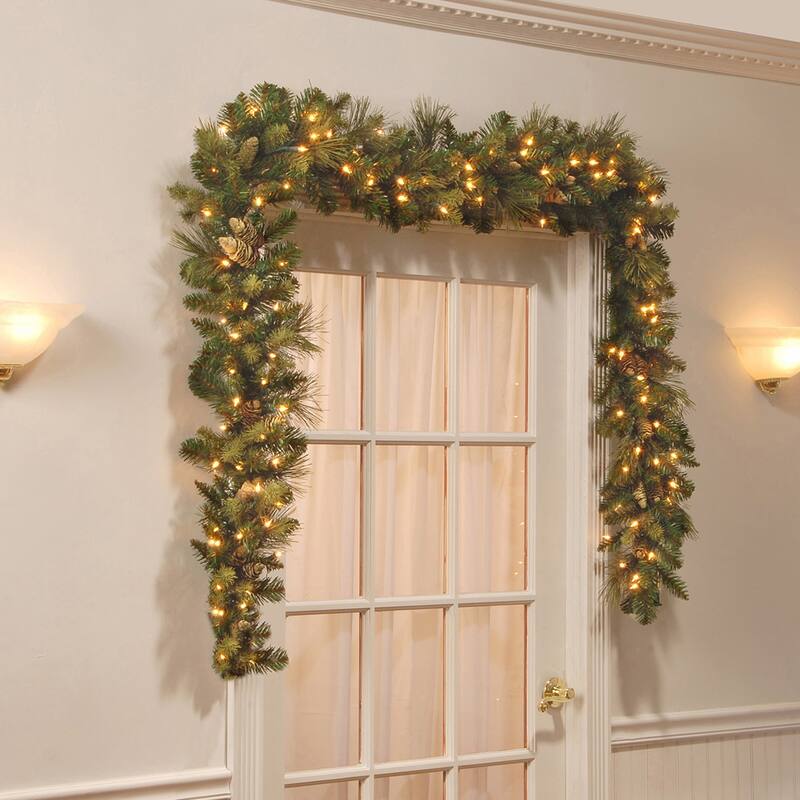 9 ft. Carolina Pine Garland with Battery Operated LED Lights