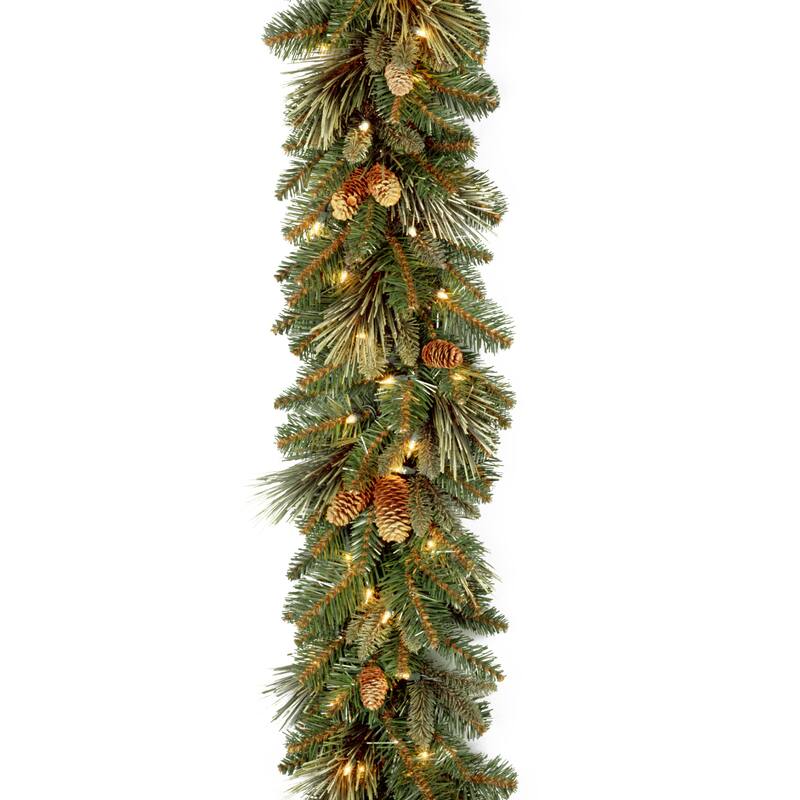 9 ft. Carolina Pine Garland with Battery Operated LED Lights