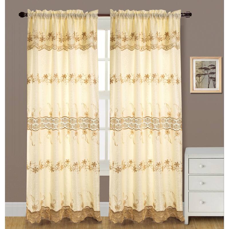 Alisa 84-inch Macrame Rod Pocket Curtain Panel with Attached 18-inch Valance