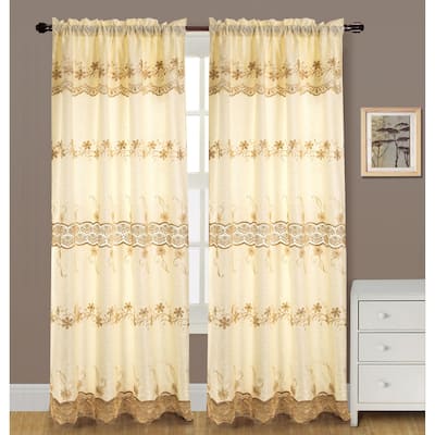 Alisa 84-inch Macrame Rod Pocket Curtain Panel with Attached 18-inch Valance