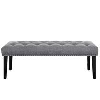 Grey Diamond Button-tufted Upholstered Bed Bench
