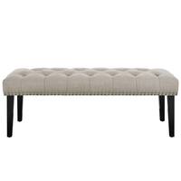 Beige Diamond Button-tufted Upholstered Bed Bench