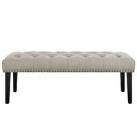 Beige Diamond Button-tufted Upholstered Bed Bench