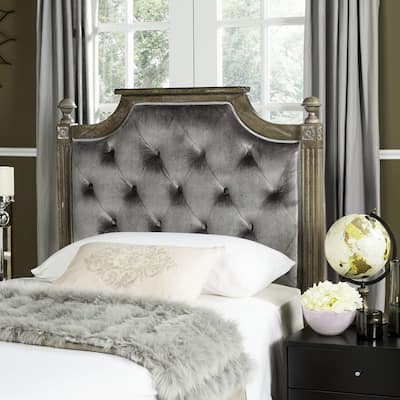 SAFAVIEH Rustic Wood Grey Tufted Velvet Headboard (Twin)