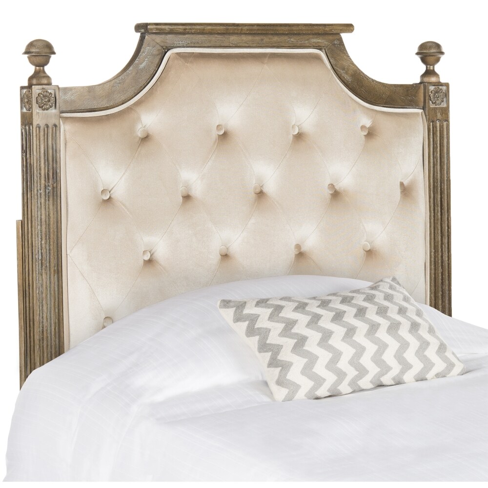 SAFAVIEH Rustic Wood Beige Tufted Velvet Headboard (Twin) Overstock