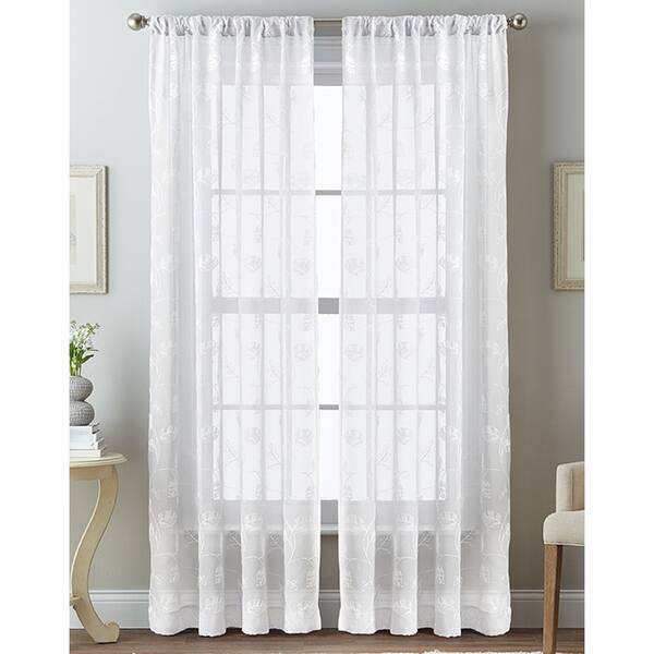 Shop Embroidery Paige Sheer Curtain Panel On Sale Free