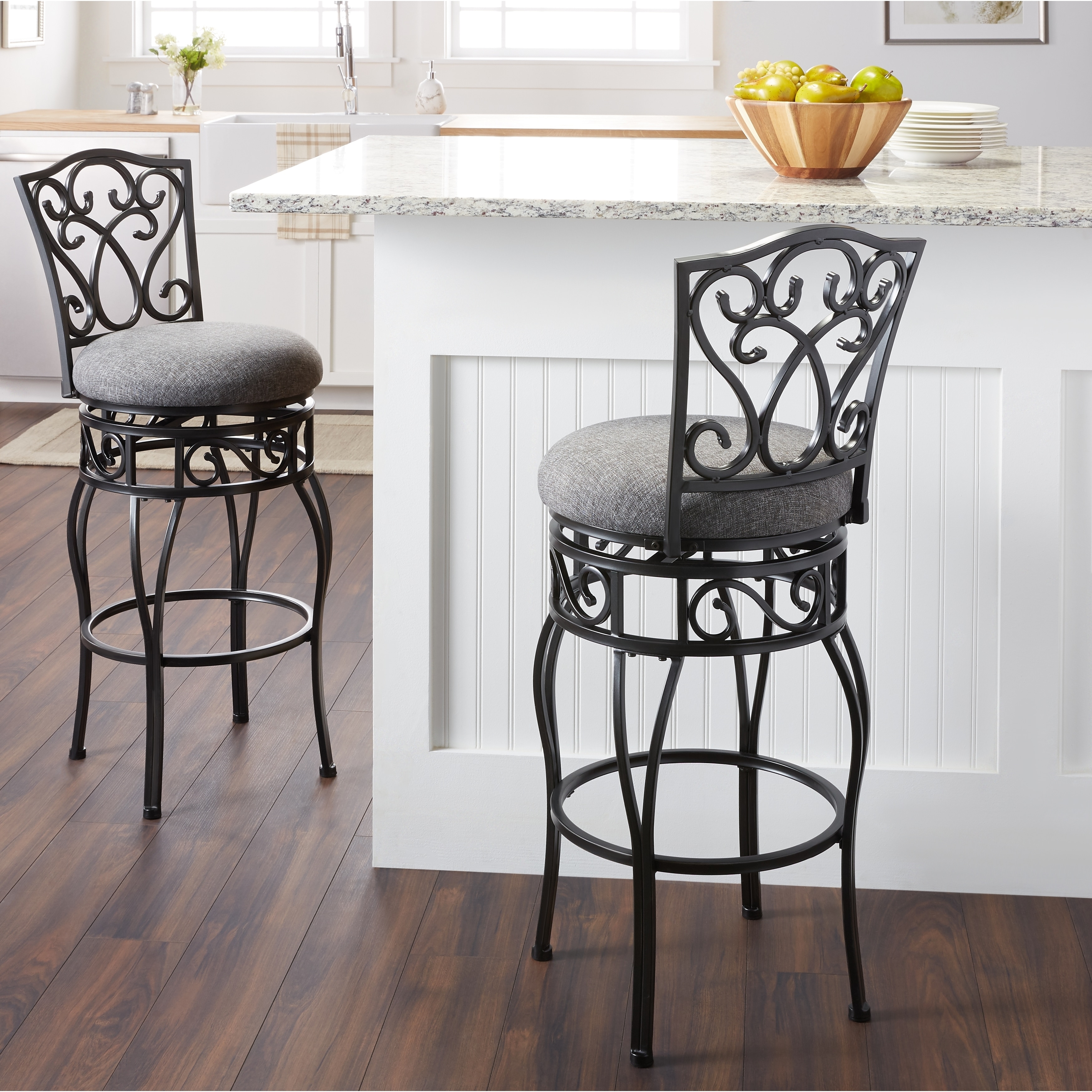 Shop Copper Grove Chase Swivel Dark Grey Bar Stool (Set of 2) - Free