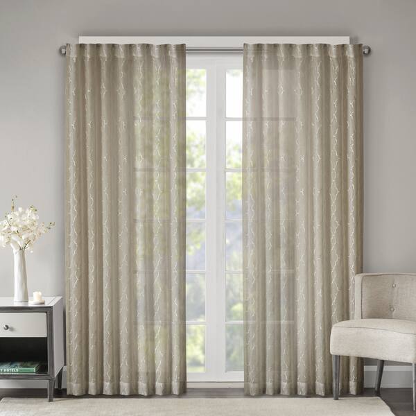 Shop Madison Park Etelle Fret Embroidered Sheer Curtain Panel