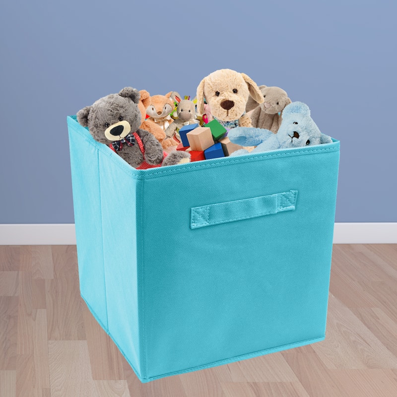 Foldable Storage Cube Basket Bin, 6 Pack, Aqua