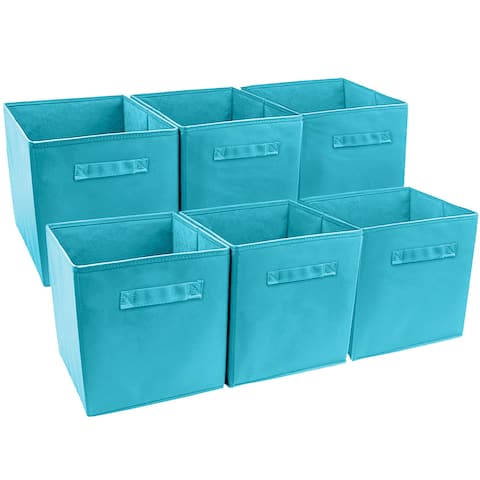 Foldable Storage Cube Basket Bin, 6 Pack, Aqua