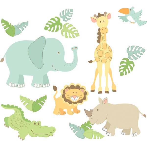 Green//Blue Wall Pops Safari Buddies Wall Art Kit