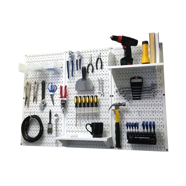 Wall Control 4ft Metal Pegboard Standard Tool Storage Kit - White