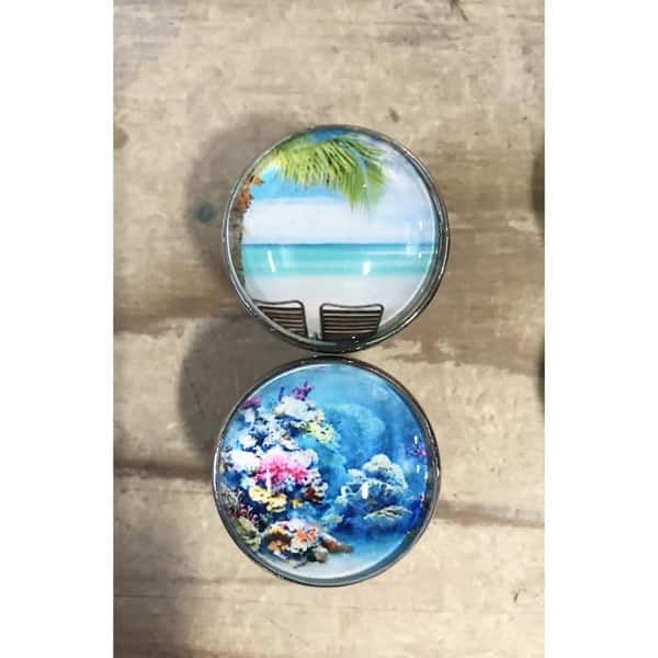 Shop Tropical Ocean Beach Theme Glass Drawer Pulls Set Of 6 On