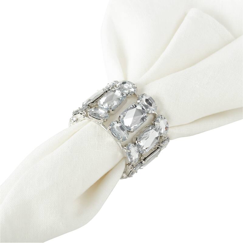 Jeweled Gem Stone Napkin Ring - Set of 4