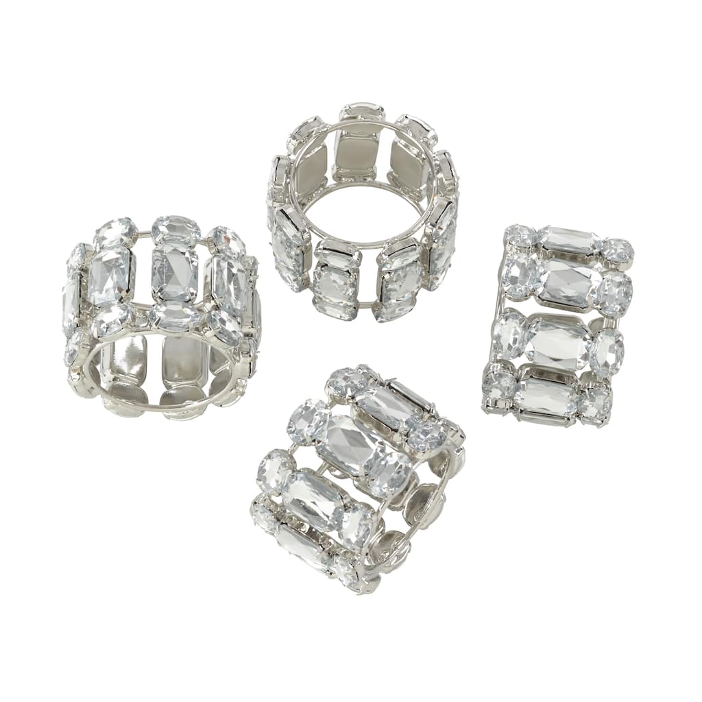 Jeweled Gem Stone Napkin Ring - Set of 4